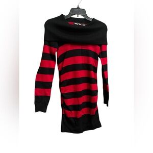 Red and Black Stripe sweater dress